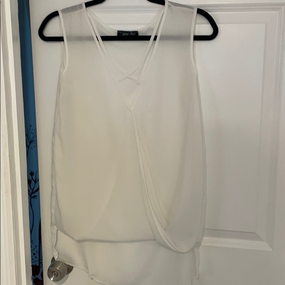 Medium Sheer White Sleeveless Blouse